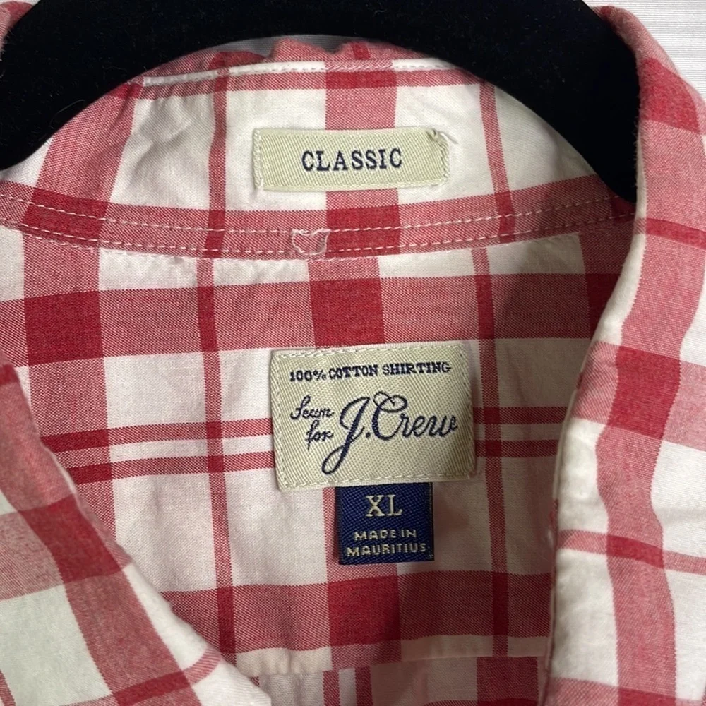 Jcrew, classic cotton button down, red and white plaid